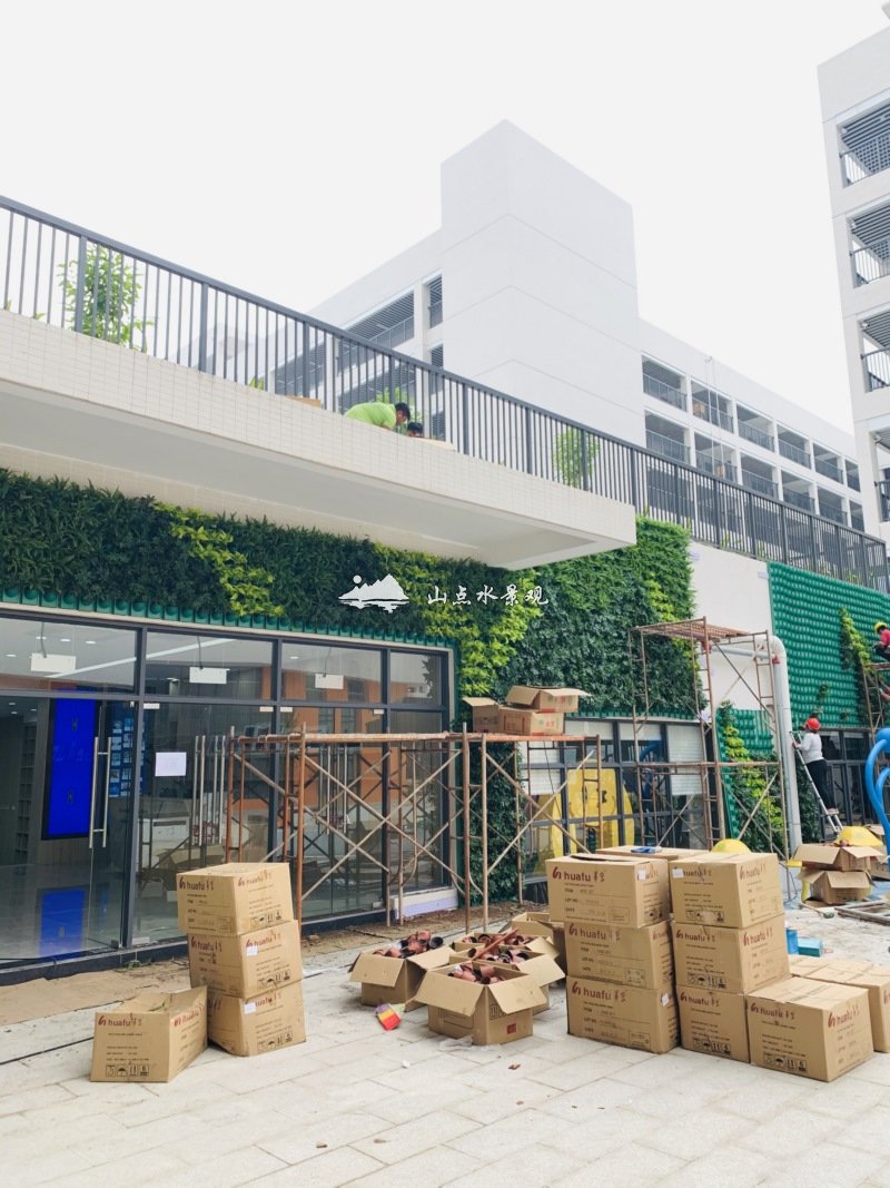 松山湖小学资源互动中心外墙垂直绿化景观