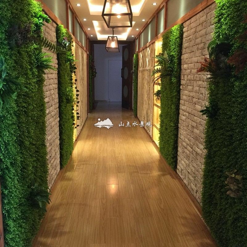 会所、酒店、餐厅过道垂直绿化植物墙景观