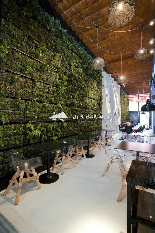 高档餐厅室内垂直绿化景观