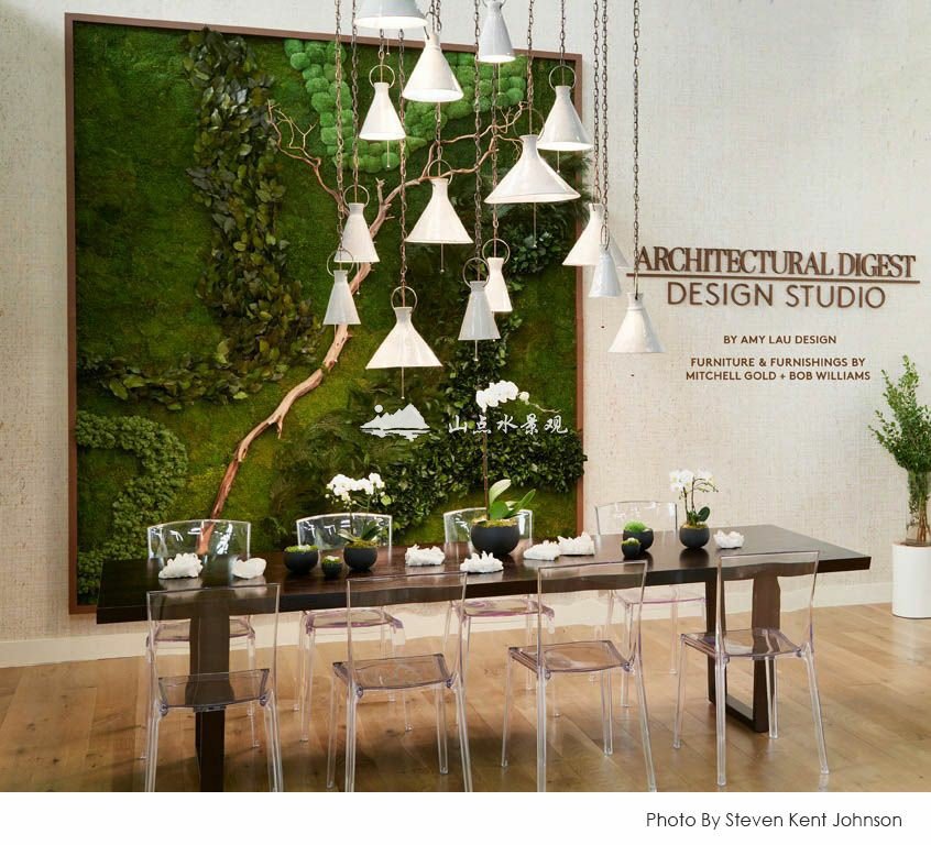 苔藓墙打造雅致现代时尚餐厅