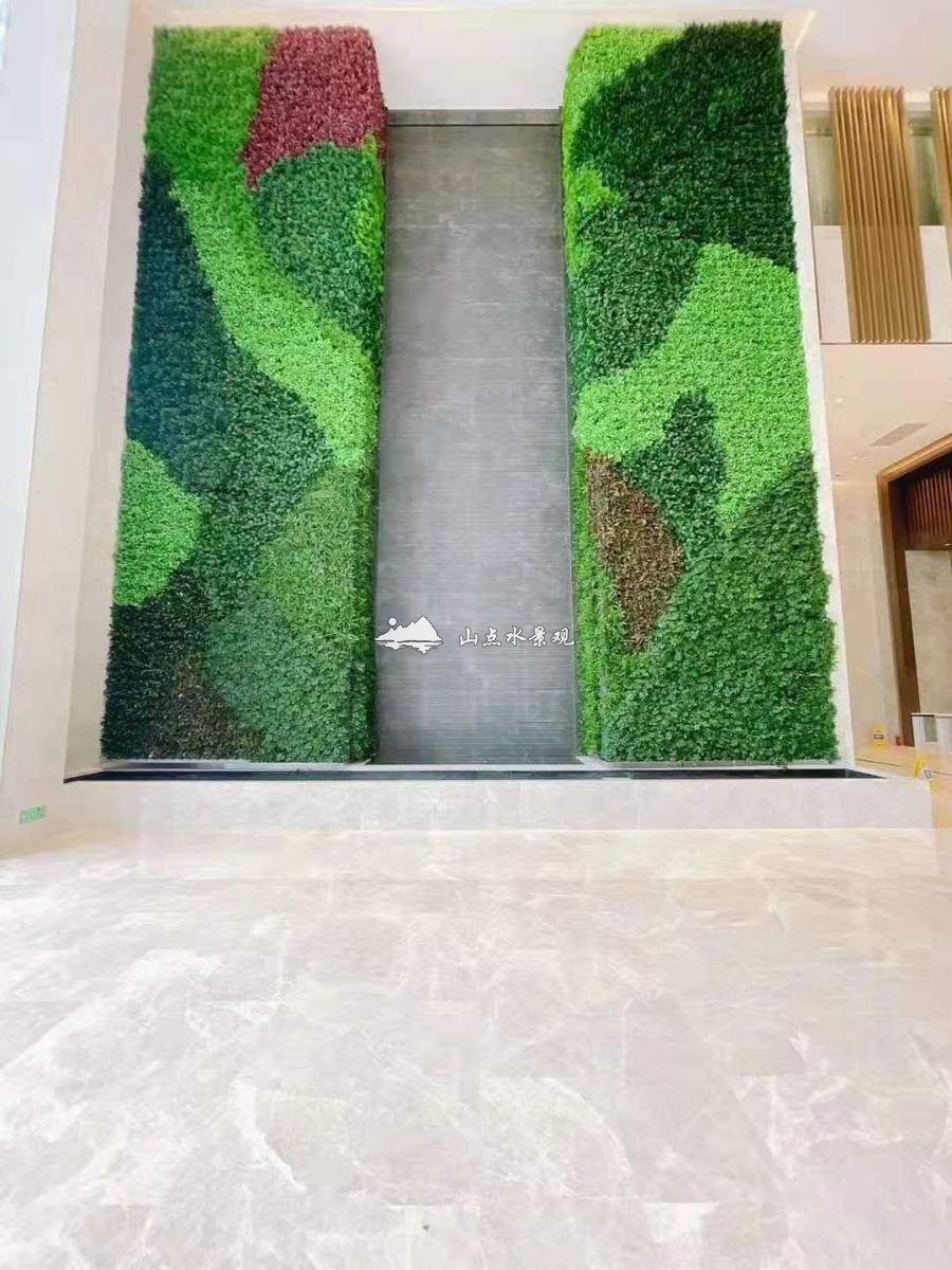 大堂植物墙_珠海横琴中交汇通广场垂直绿化景观