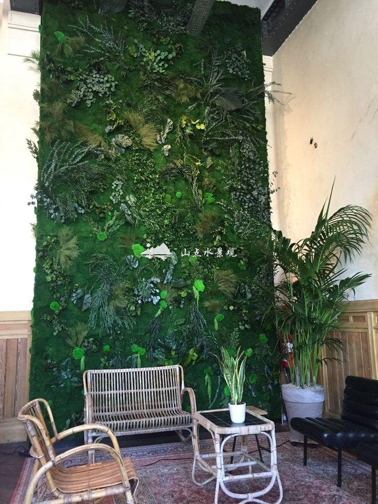 别墅植物墙_客厅室内苔藓墙装饰