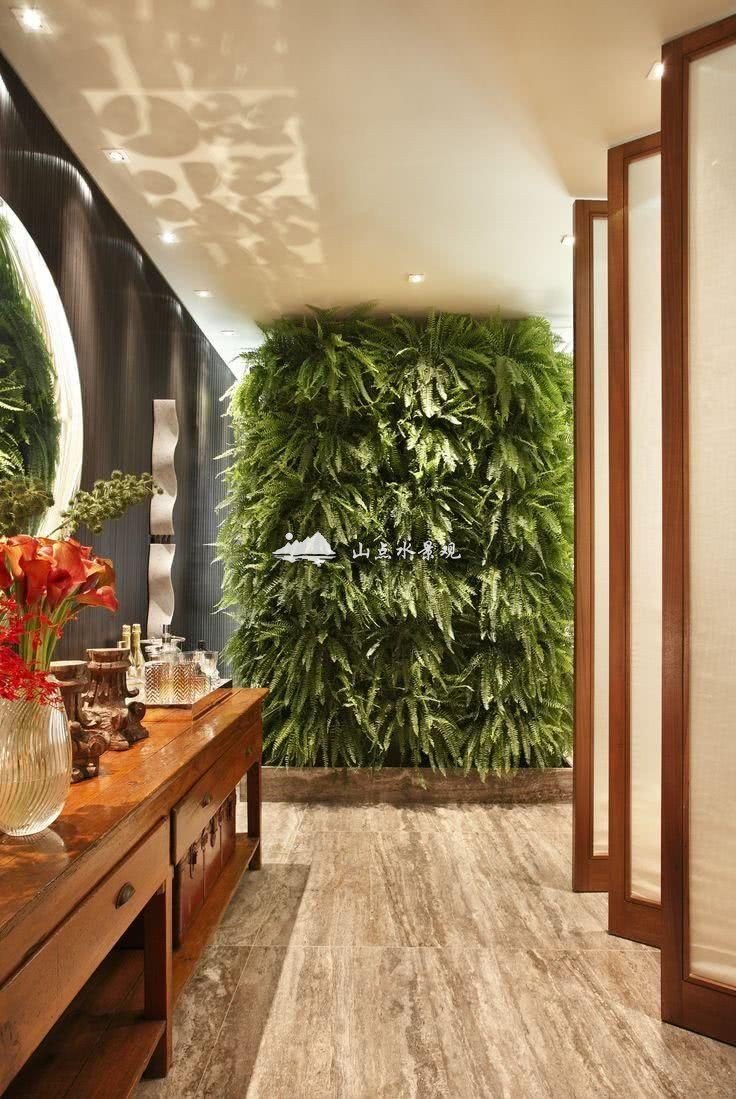 卫浴间植物墙_室内卫生间背景垂直绿化景观