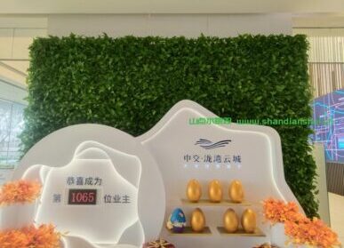 展厅植物墙，顺德中交泷湾云城售楼部绿植墙造景